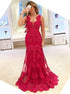 Mermaid Straps Tulle Prom Dresses With Applique LBQ3840