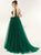 Sweep Train Green Evening Dresses