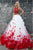 Two Piece Jewel Red Tulle Prom Dress with Appliques Flowers 