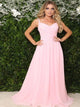 Sweep Train Pink Evening Dresses