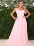 A Line Spaghetti Straps Chiffon Pleats Prom Dresses LBQ3535