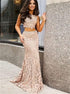 Two Piece Sheath Scoop Lace Prom Dress LBQ3312