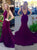 Mermaid Scoop Backless Satin Purple Prom Dresses