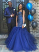 Mermaid Sweetheart Beading Sleeveless Tulle Floor Length Prom Dresses