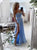 A Line Sweetheart Chiffon Blue Prom Dresses with Slit 