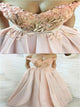 A Line Off the Shoulder Tulle Appliques Prom Dresses LBQ3990