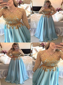 Sweep Train Blue Evening Dresses