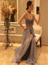 A Line Halter Spaghetti Straps Chiffon Beadings Prom Dress LBQ4130