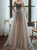A Line Sweetheart Beadings Tulle Lace Up Grey Prom Dresses