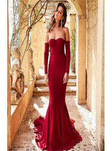 Sweep Train Red Pleats Evening Dresses