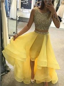 Organza Prom Dresses A Line Scoop Beaded