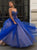Sweep Train Blue Evening Dresses