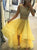 Sweep Train Yellow Evening Dresses