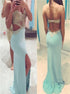 Mermaid Sweetheart Long Sleeve Appliques Satin Prom Dress with Slit LBQ3789