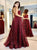 A Line Strapless Red Sequins Pleats Prom Dresses