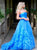 A Line Strapless Tulle Satin Ruffles Prom Dresses 