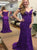 Mermaid Off the Shoulder Grape Lace Prom Dresses LBQ3538