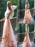 Two Pieces A Line Scoop Beadings Tulle Pink Prom Dress LBQ3887