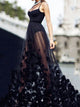 Sweep Train Black Evening Dresses