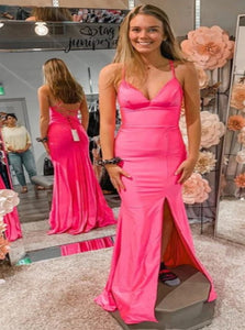 Sweep Train Pink Evening Dresses