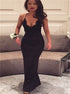 Mermaid Spaghetti Straps Satin Appliques Prom Dress LBQ3630