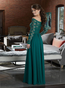 Sweep Train Green Evening Dresses