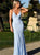 Mermaid Spaghetti Straps Baby Blue Lace Up Lace Prom Dresses
