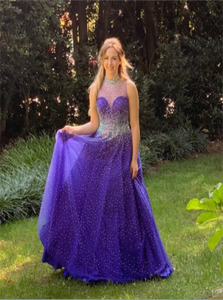 Sweep Train Purple Evening Dresses