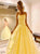 Ball Gown Yellow Lace Prom Dress with Lace Up