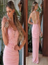 Mermaid Scoop Appliques Chiffon Prom Dresses LBQ3918