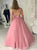 Sweep Train Pink Backless Evening Dresses