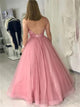 Sweep Train Pink Backless Evening Dresses
