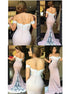 Off the Shoulder Mermaid Satin Prom Dresses with Lace Applique LBQ4307