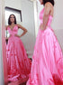 A Line V Neck Hand Made Flower Satin Sleeveless Prom Dresses LBQ3356