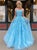 Ball Gown Blue Lace Prom Dresses with Lace Up