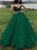 Ball Gown Green Pleats Organza Prom Dresses