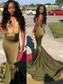 Mermaid Backless Appliques Satin Prom Dresses LBQ3394