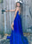 Sweep Train Blue Evening Dresses