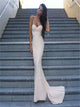Mermaid Sweetheart Satin White Prom Dresses