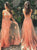 Sweep Train Orange Evening Dresses