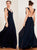 Sweep Train Navy Blue Evening Dresses