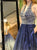 Sweep Train Blue Pockets Evening Dresses