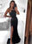 Mermaid Strapless Satin Prom Dresses with Slit