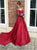 A Line V Neck Long Sleeves Satin Prom Dress with Appliques