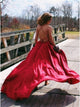 Sweep Train Red Criss Cross Evening Dresses