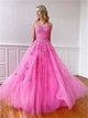 Sweep Train Pink Evening Dresses