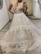 A Line Light Champagne Tulle Appliques Sweetheart Prom Dresses