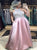 A Line Backless Pink Halter A Line Satin Pockets Prom Dresses