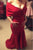 Mermaid Off the Shoulder Red Stretch Satin Prom Dresses
