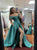 Green Satin A Line Off the Shoulder Prom Dresses